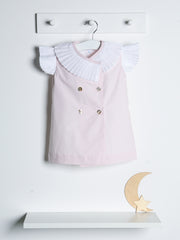 'Bea' soft pink pleated collar dress set