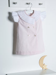 'Bea' soft pink pleated collar dress set