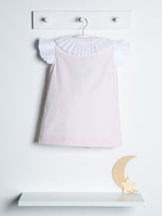 'Bea' soft pink pleated collar dress set