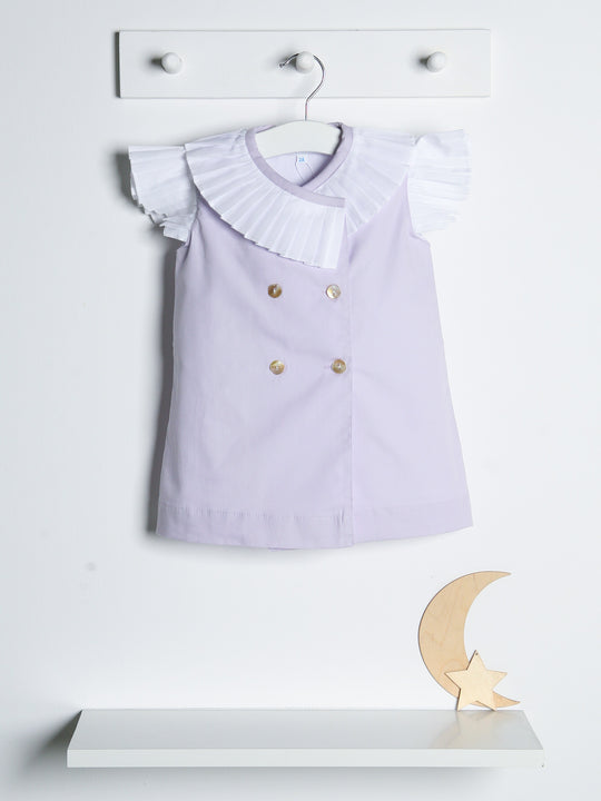 'Bea' lilac pleated collar dress set