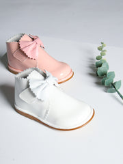 Borboleta White 'Sharon' Patent Leather Bow Boot