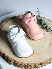 Borboleta White 'Sharon' Patent Leather Bow Boot