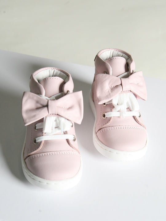 Borboleta Pink 'Tatiana' Hi-Top Leather Bow Boots