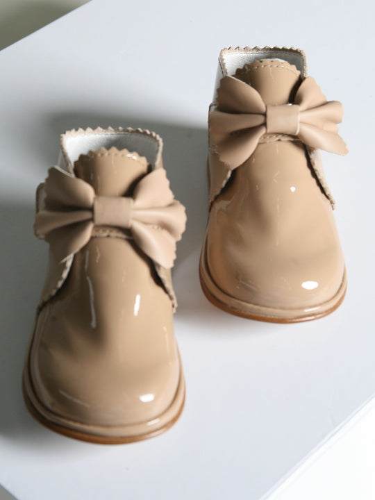 Borboleta Camel 'Sharon' Patent Leather Bow Boot