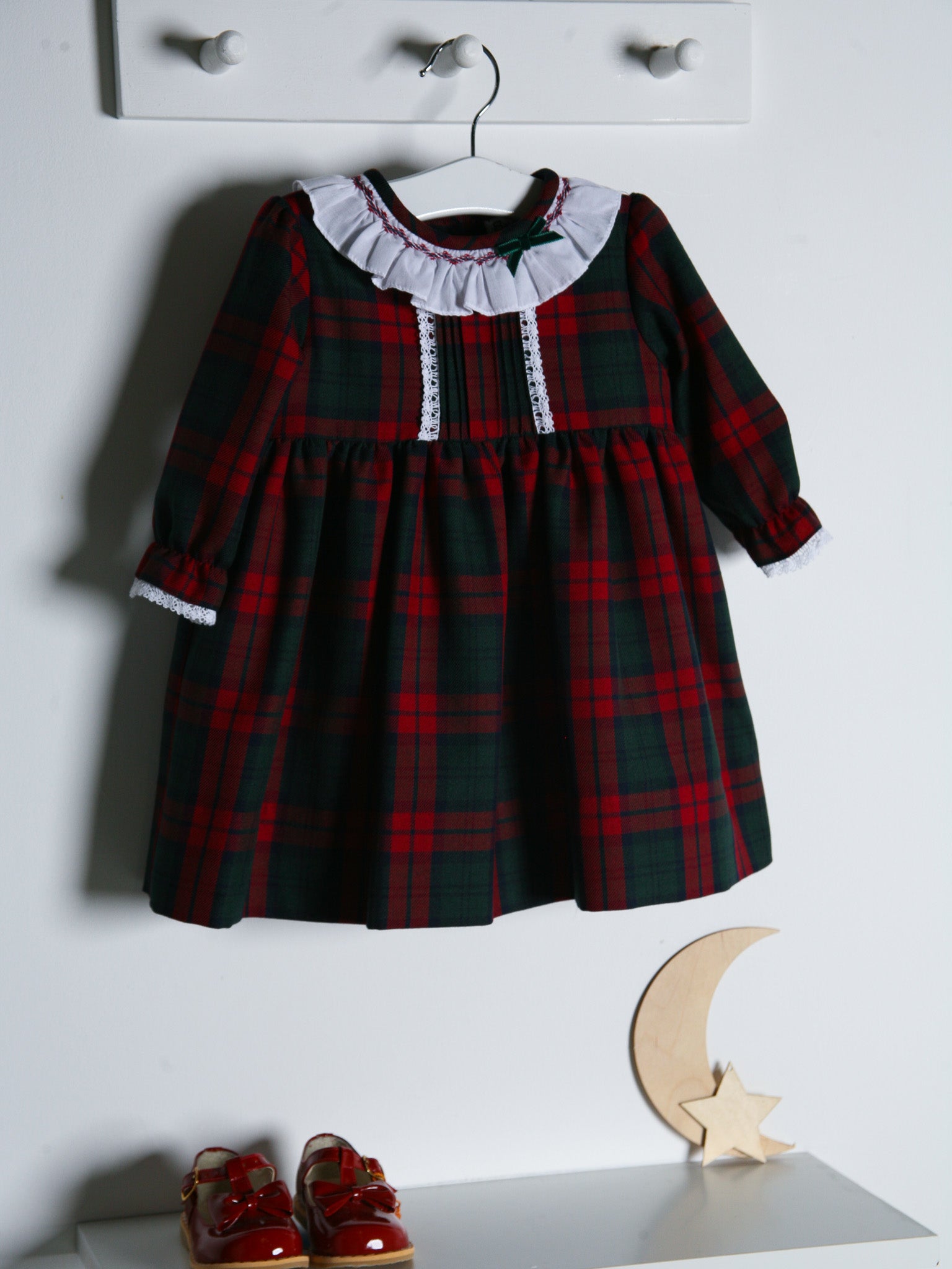 Sarah Louise Red Tartan Dress with Lace Trim Rose & Albert Sarah Louise Red Tartan Dress with Lace Trim Rose & Albert