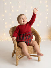 Pex 'Izzie' tartan & knitted romper