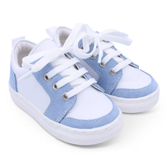 Borboleta Blue & White 'Nico' Leather & suede Trainers