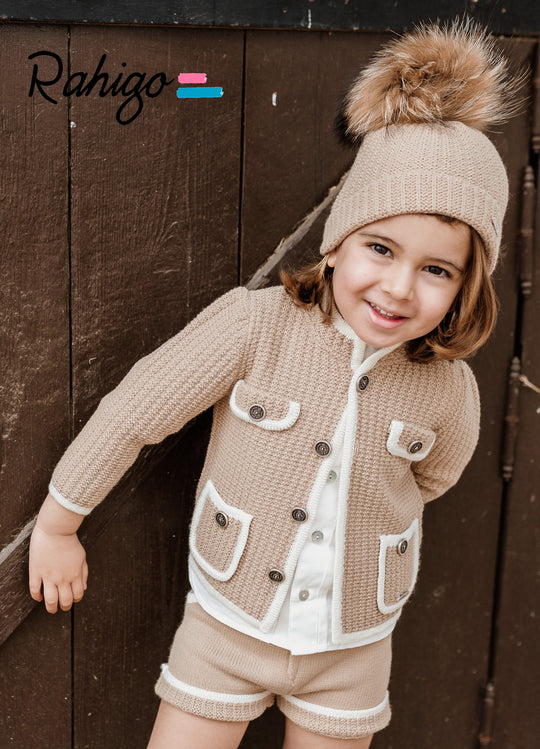 Rahigo Camel 3 piece knitted short set