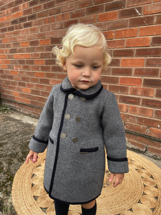 Marae Grey Merino Wool Traditional Coat
