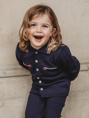 'Buttoned Up' Navy knitted cardigan & legging set