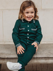 'Buttoned Up' Emerald Green knitted cardigan & legging set