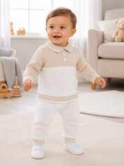 Pex 'Parker' natural 2 piece knitted suit