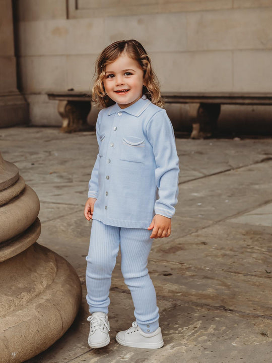 'Buttoned Up' Baby blue knitted cardigan & legging set