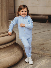 'Buttoned Up' Baby blue knitted cardigan & legging set