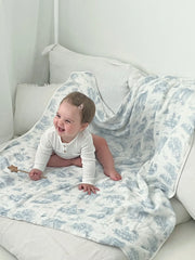 The Gilded Bird Blue 'Spring toile' bamboo baby blanket