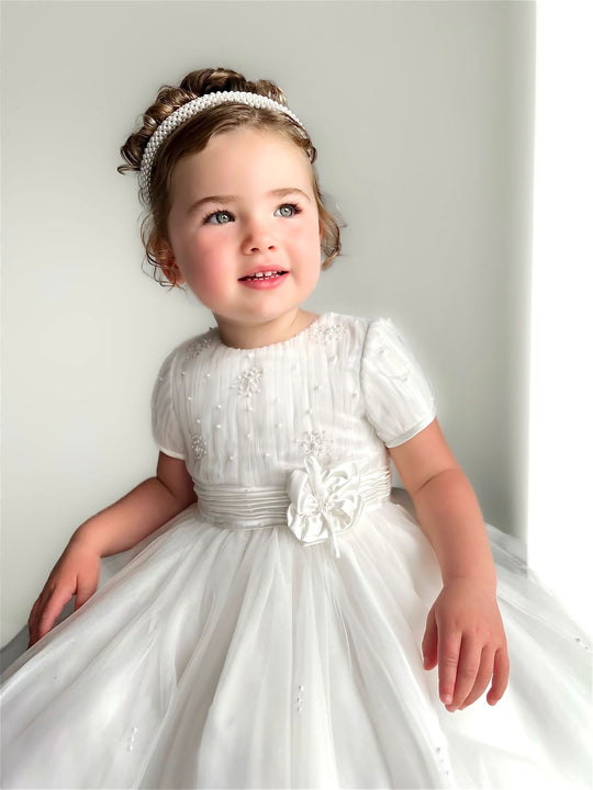 Sarah Louise Ivory Embellished Pearl & Tulle Occasion Dress