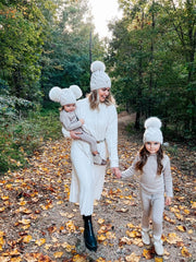 Petite Maison Kids Sandstone Merino Wool Double Pom Hat