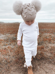 Petite Maison Kids Sandstone Merino Wool Double Pom Hat