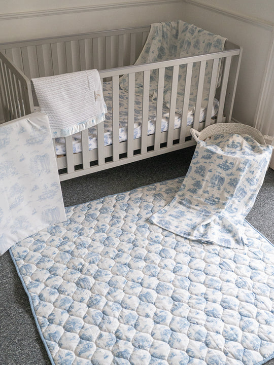 The Gilded Bird Blue 'Spring Toile' Quilted Playmat