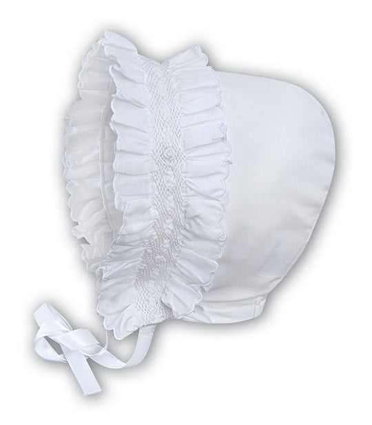 Sarah Louise White Smocked Bonnet