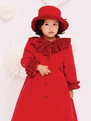 Sarah Louise Traditional velvet trimmed red coat & hat