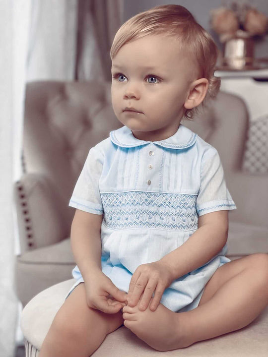 Sarah Louise Blue 'Heritage' smocked romper