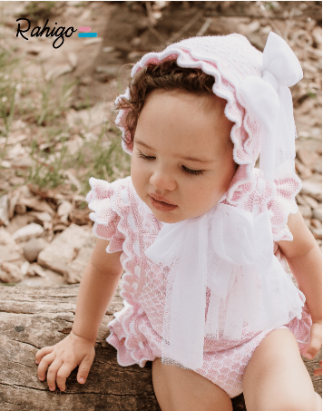 Rahigo Pink Knit Tulle Bonnet