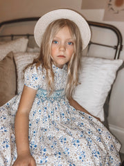 Exclusive to R&A by Sarah Louise Blue Ditsy Floral Hand Smocked Dress