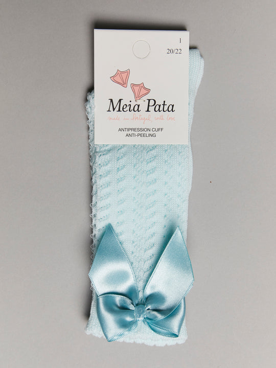 Meia Pata Green satin bow socks