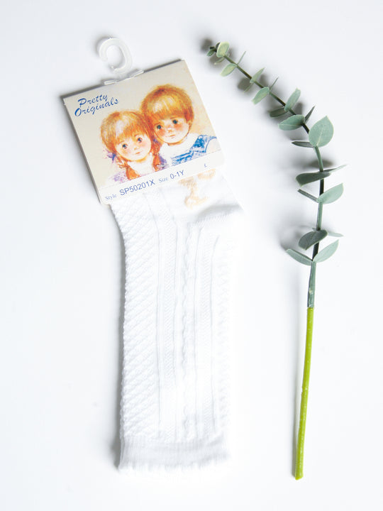 Pretty Originals White Patterned Knee Socks