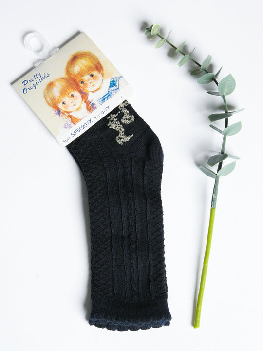 Pretty Originals Navy Patterned Knee Socks