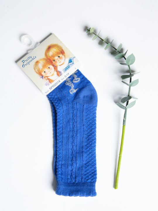 Pretty Originals Royal Blue Patterned Knee Socks