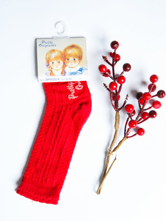 Pretty Originals Red Patterned Knee Socks