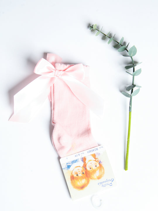 Pretty Originals Pink Bow Knee Socks