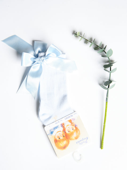 Pretty Originals Pale Blue Bow Knee Socks
