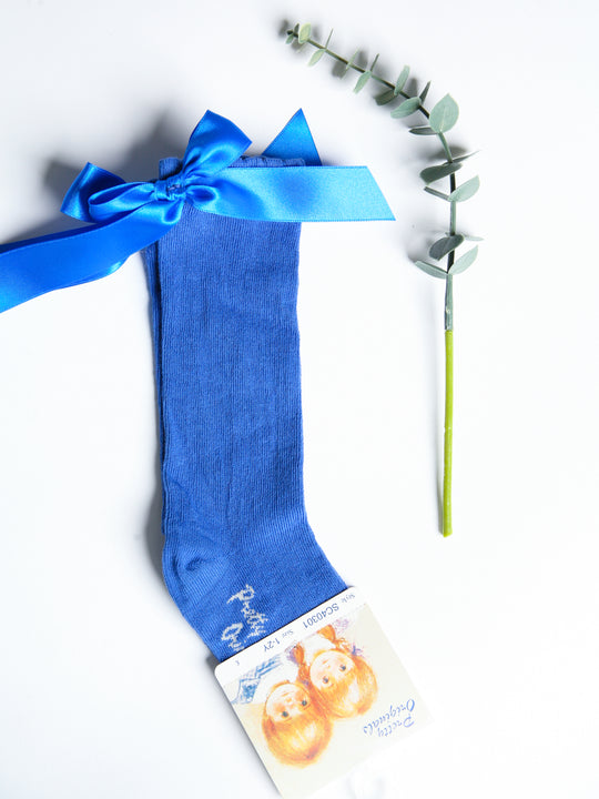 Pretty Originals Royal Blue Bow Knee Socks