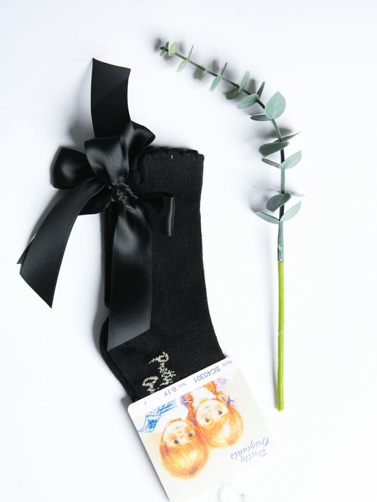 Pretty Originals Black Bow Knee Socks