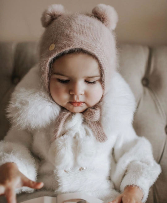 Petite Maison Kids Dusky Pink 'Teddy' Cashmere Hat