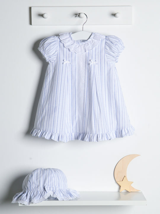 Exclusive to R&A by Sarah Louise Blue Stripe Dress with Sunhat