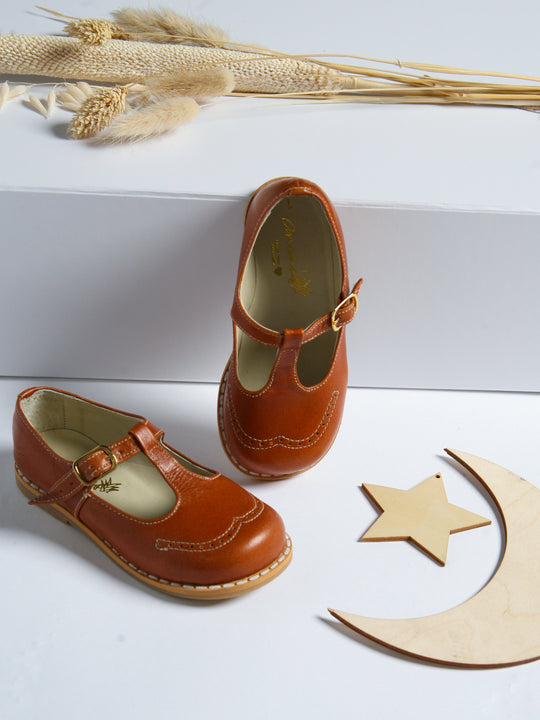 Ananas Petit Brown 'George' T-Bar Leather Shoes