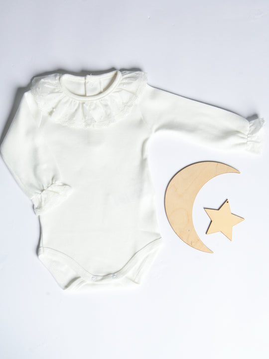 Calamaro Ivory Plumeti Frill Collar Vest