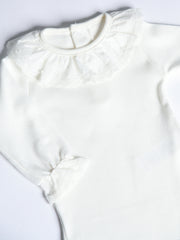 Calamaro Ivory Plumeti Frill Collar Vest