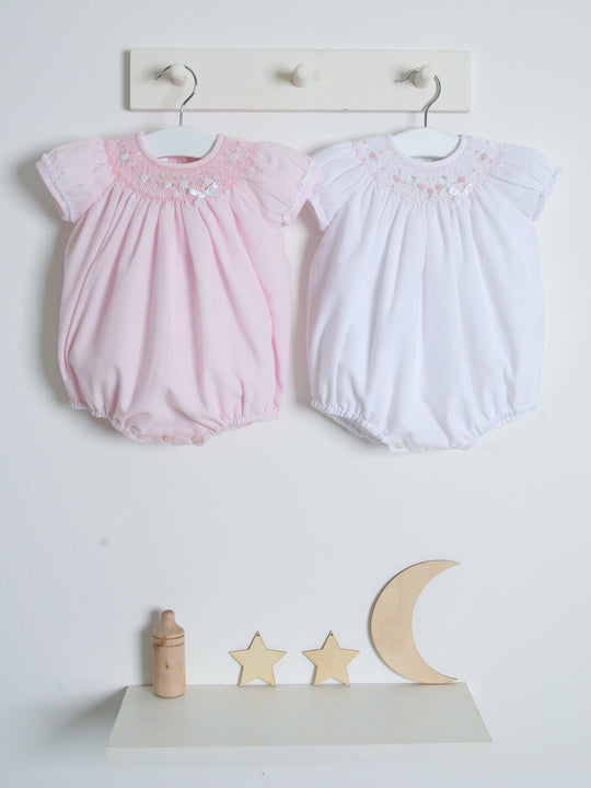 Sarah Louise Pink Smocked Bubble Romper