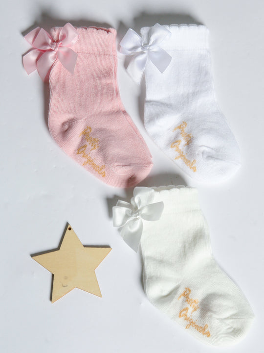 Pretty Originals Pink Bow Ankle Socks