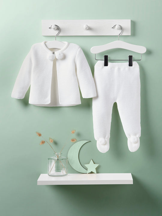 Dandelion Ivory Pom Pom Knitted Set