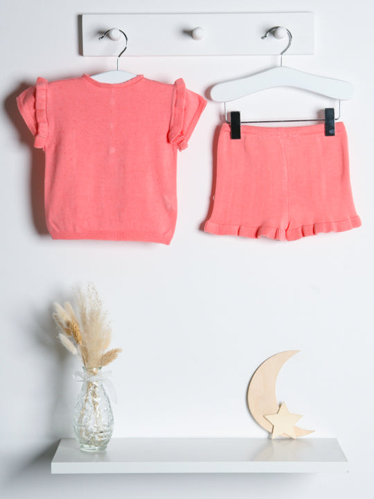 Wedoble Salmon Knitted Top & Shorts Set
