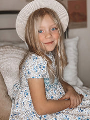 Exclusive to R&A by Sarah Louise Blue Ditsy Floral Hand Smocked Dress