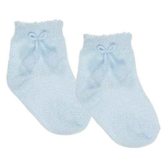 Carlomagno Blue Pom Pom Ankle Socks