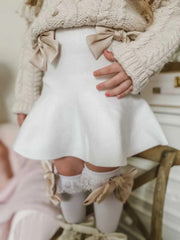Petite Maison Kids White Flare Skirt with satin bows