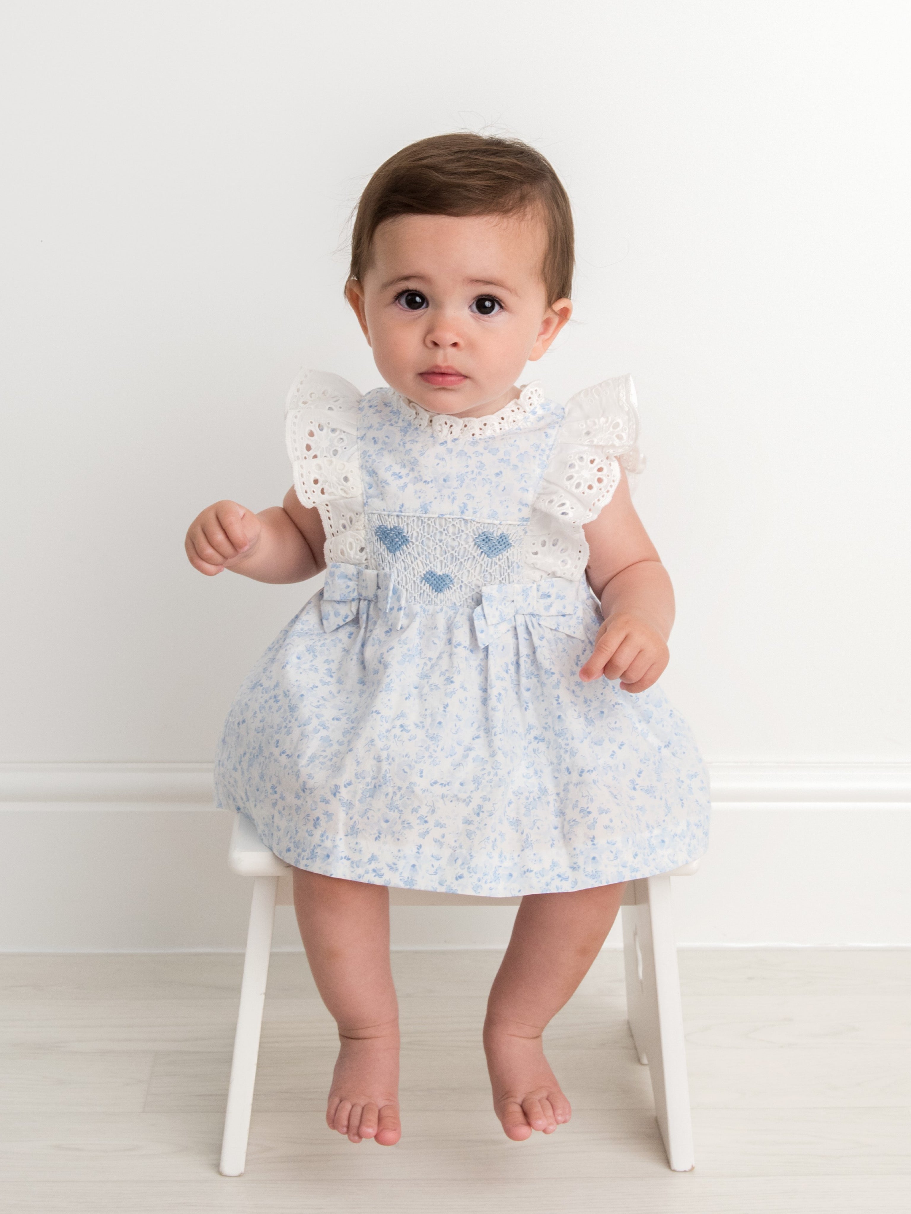 Caramelo Kids Blue Smocked Floral Blouse & Jam Pants Set Rose & Albert